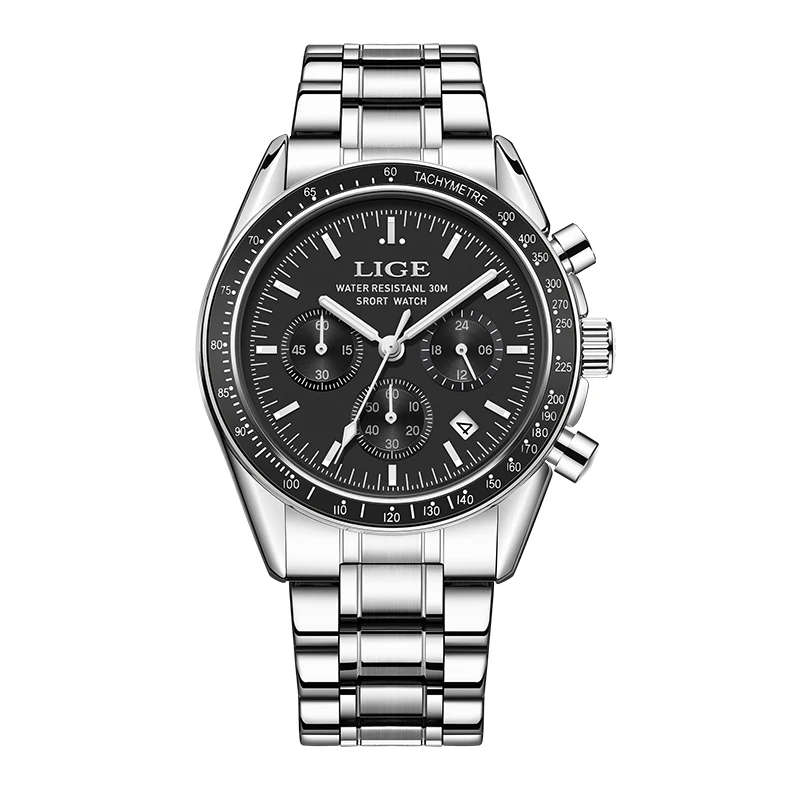 LIGE Top Brand Luxury Men Watches Luminous Calendar Business Quartz Watch Mens Sports Waterproof Stainless Steel Man Wristwatch image 3