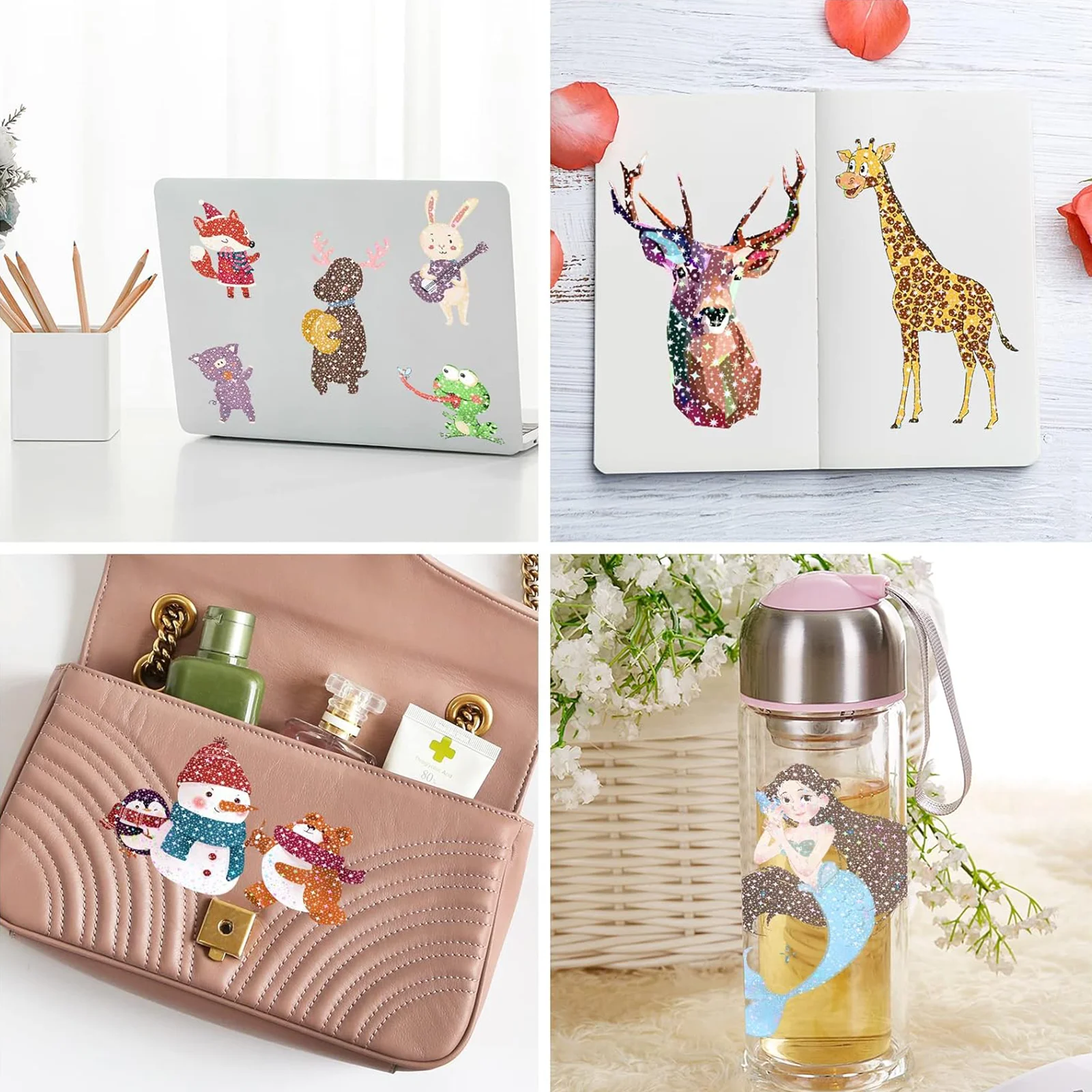 50 Sheets 4.1×2.9 Inch Star Holographic Vinyl Sticker, Clear Waterproof Sticker, Star Pattern Self-Adhesive Cold Laminating Film