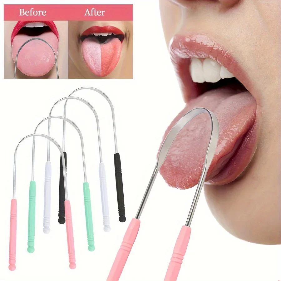 Stainless Steel Tongue Scraper,Tongue Coating Cleaner, Tongue Coating Brush Oral Cleaning Tool, Reduces Bad Breath, Tongue Scrub