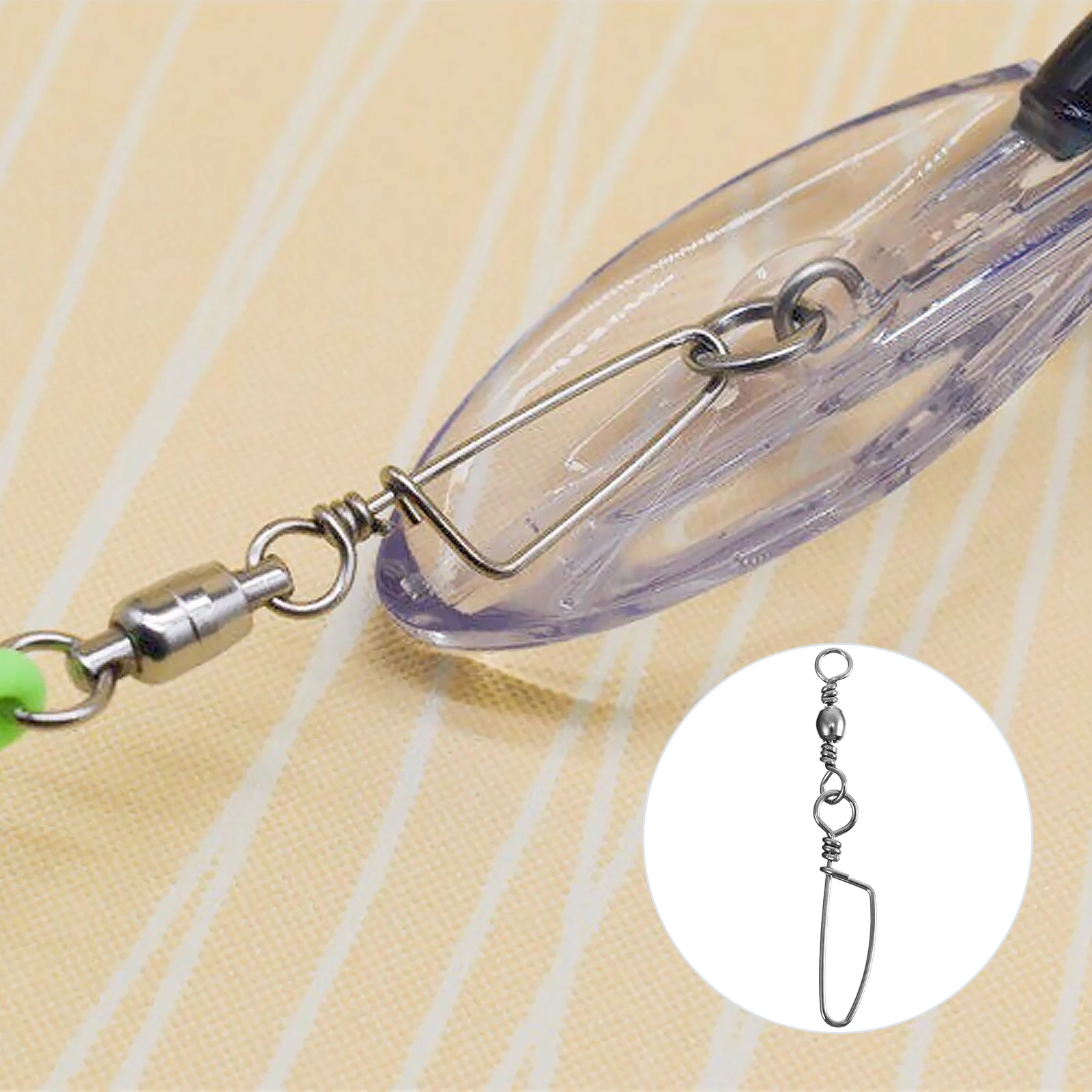 

40pcs Fishing Swivels Snap Curved Pins Coast Lock Saltwater Freshwater Trolling Jigging Offshore Stainless Steel Rig Accessories
