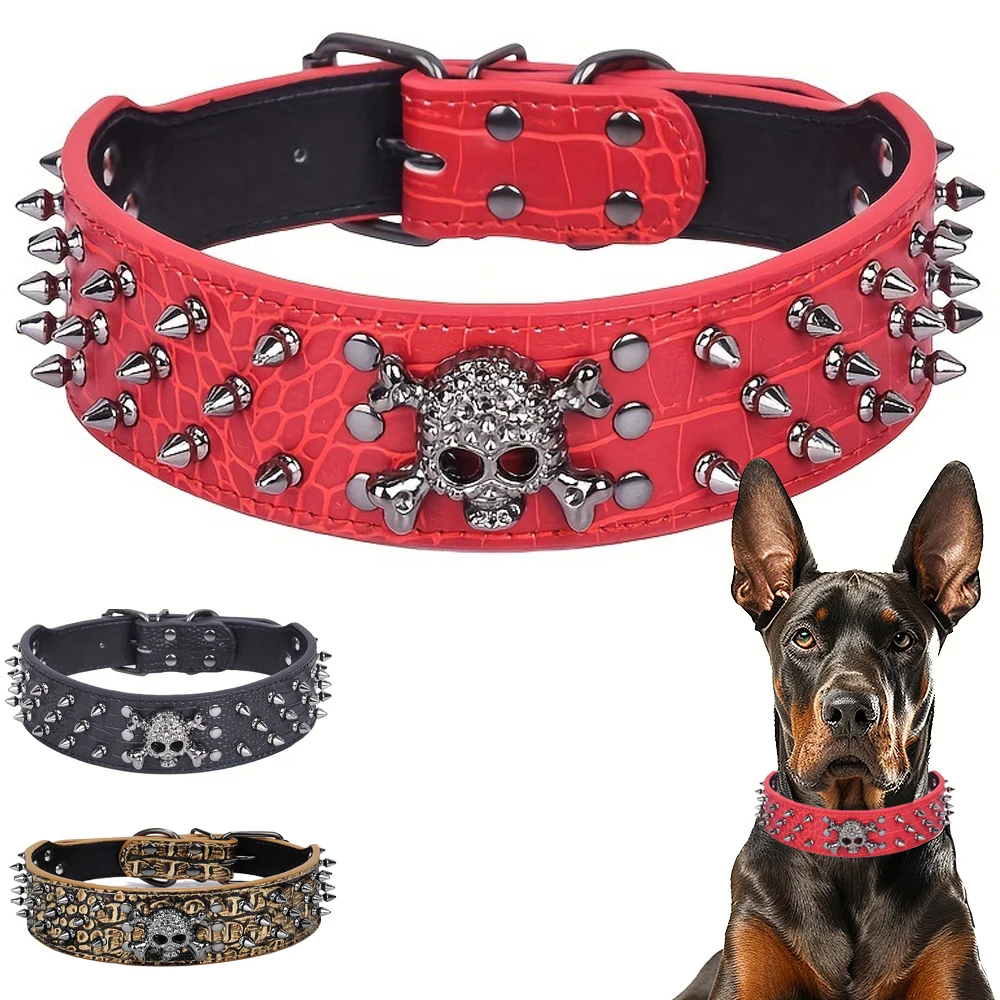 Personalità della moda collare per cani rivetto per teschio collare per cani decorativo accessori per animali la scelta migliore per cani di taglia