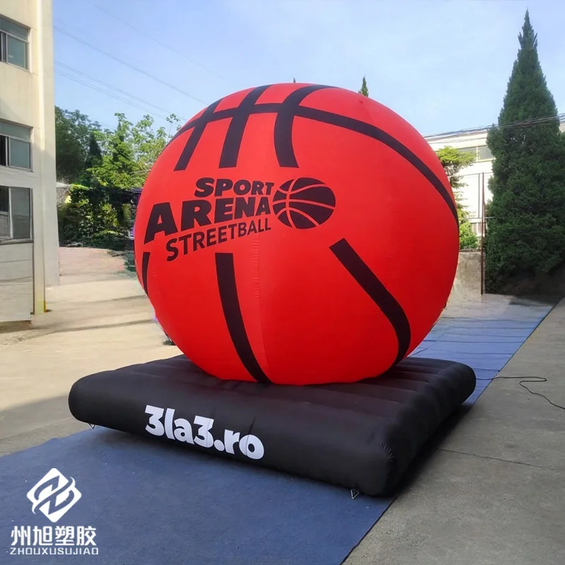 Inflatable basketball, customizable logo, sports ball model, promotional display for the opening of a basketball court / sports