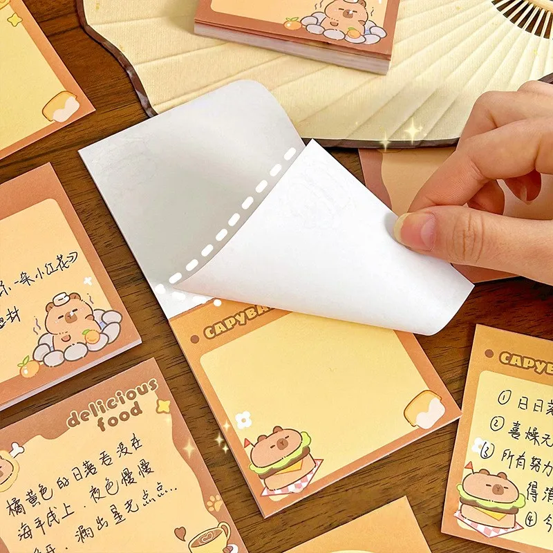 50 Sheets Cute Cartoon Capybara Memo Pad Stickers School Supplies Creative Hand Account Office Non-Sticky Message Paper Toy Gift