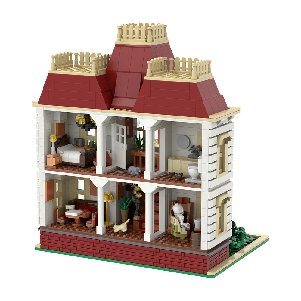 Gobricks MOC Horror Movie Psycho House Building Blocks Model Norman Bates Horror House Architecture Bricks Assembly Toys Gifts