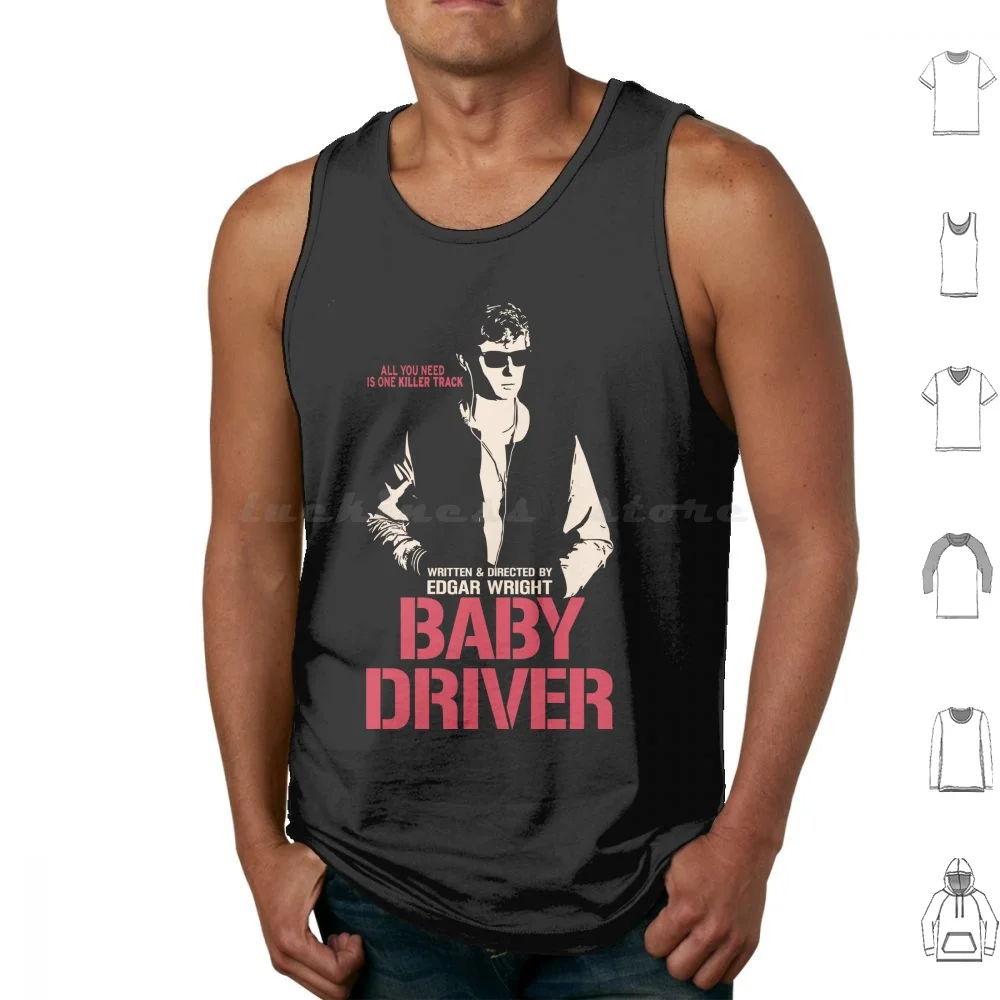 Baby Driver Tank Tops Print Cotton Baby Driver Cinema Edgar Wright Film Films Movie Movies Popculture Pop Culture