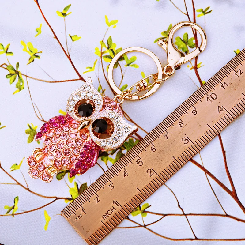2023 Fashion Owl Keychain Charm Animal Pendant Jewelry Handbag Purse Bag Key Ring Women Ornament Car Key Chain Gift 3 Color
