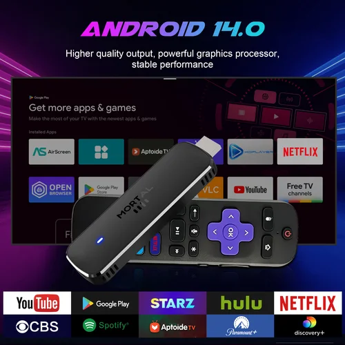 Imagen 2 del producto Smart TV Stick Android14 Allwinner H313 Mortal Q8 ultra Chromecast Control remoto por voz WiFi 6 4K60fps WiFi6 Bluetooth 2G8GB16GB Transmisión