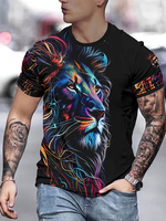 Cool Lion 3D Printed Men's T-shirt Summer Outdoor Sports Men's Top Daily Urban Fashion Short Sleeve Street Casual Men's T-shirt