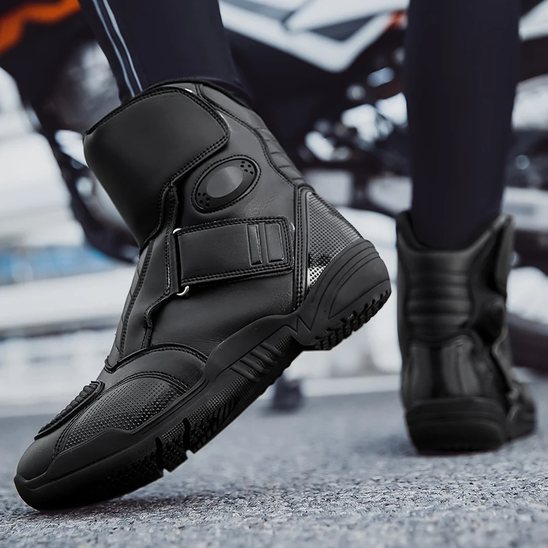 

Color-blocked Outdoor Off-road Motorcycle Bicycle Mid-top Anti-slip Protection Windproof Cycling Shoes for Both Men and Women