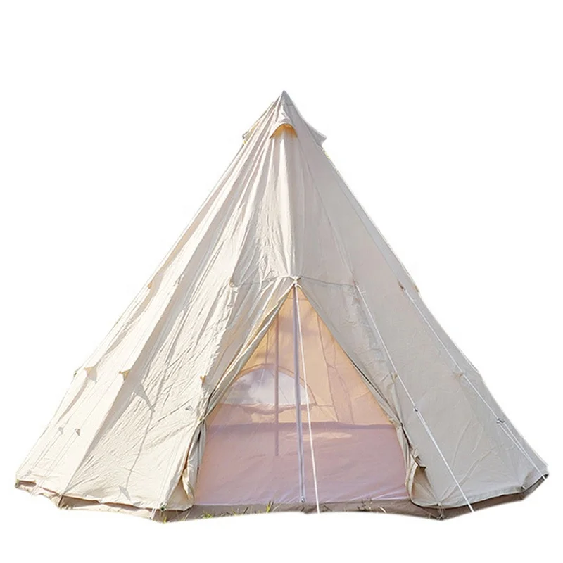 Cotton Canvas Camping Pyramid Tent Hot Dream House Luxury for 3~5 Person Family Camping Teepee Tent