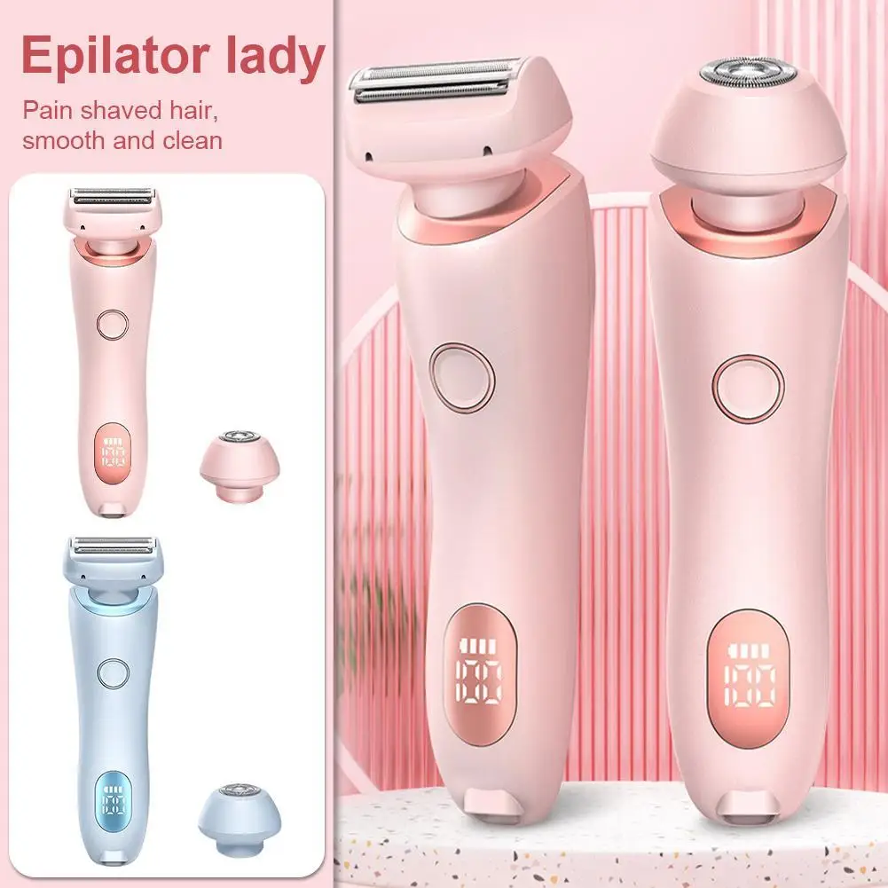 Painless Hair Removal At Home, 2 In 1 Electric Shaver Razors For Women, Bikini Trimmer For Pubic Hair, Wet & Dry Electric Shaver