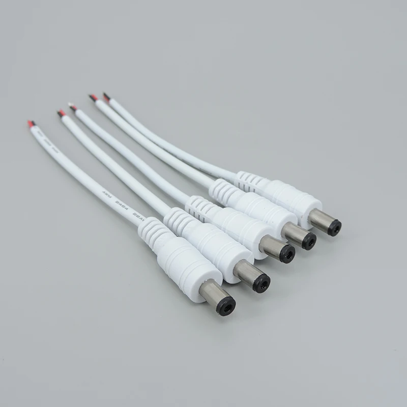 white transparent DC Male Female Power supply Plug Cable Wire pigtail cord 22awg Connector for neon lamp strip Light 5.5x2.1mm