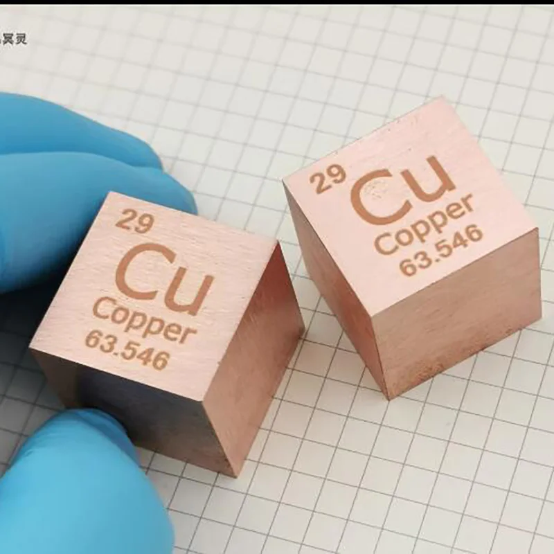 10mm 25.4mm Copper Cube Periodic Table Collection Metal Element Cubes