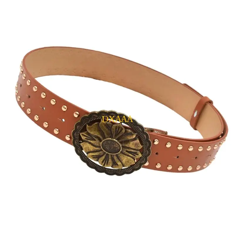 DXAA Black Studded Women Women Women Bunk Belt Relble Trapplies for Jeans Date Pu Leather