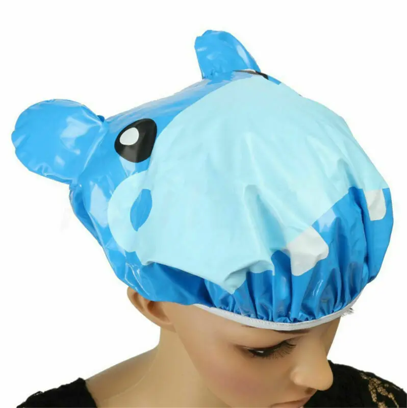 Funny Cartoon Animal Shower Bath Cap Hair Hat Waterproof PVC Adults Kids Bathing