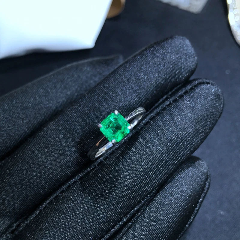 100% natural emerald ring new 925 Sterling Silver AAAAA Princess square rare precious gem