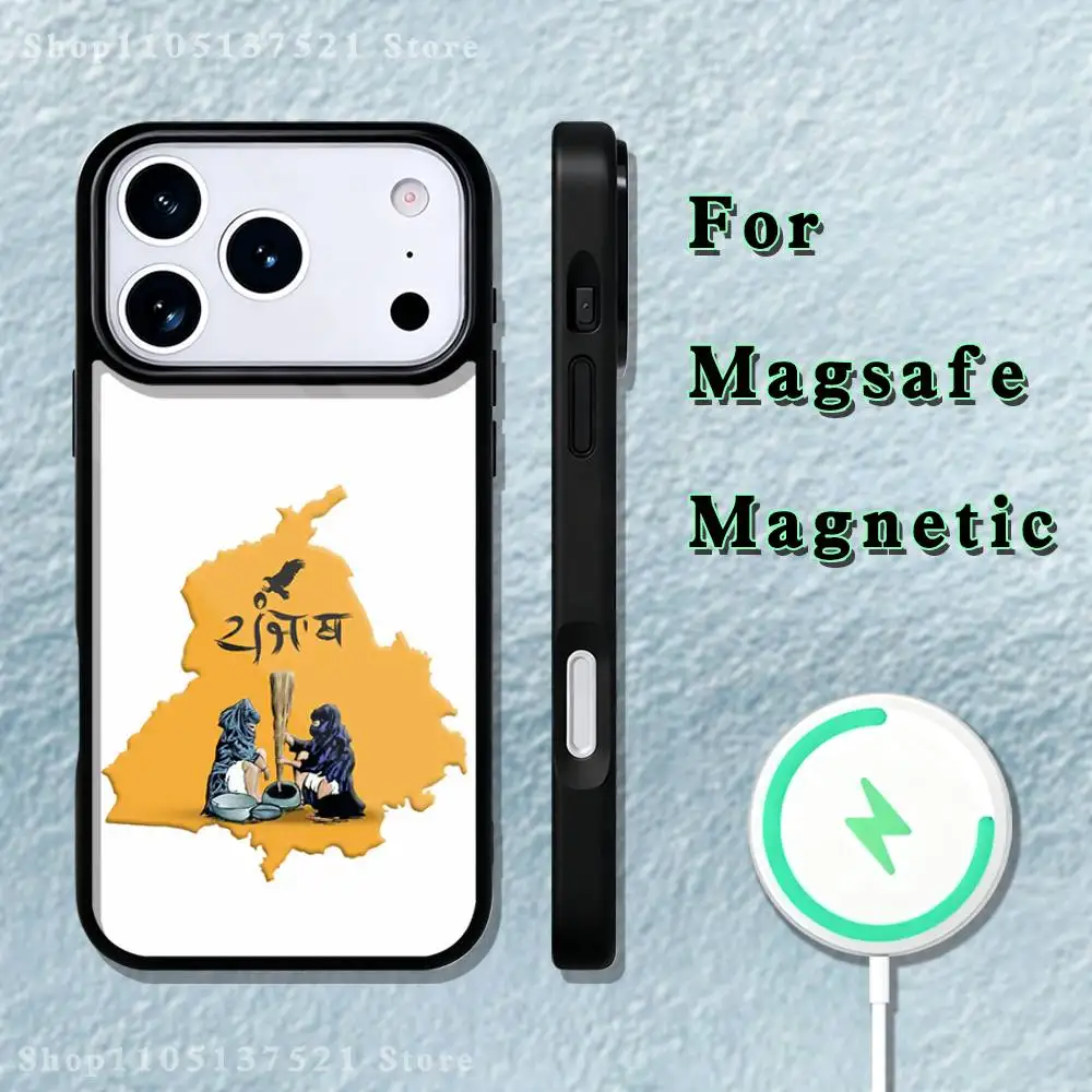 حافظة هاتف خريطة البنجاب لهاتف آيفون 17,16,15,14,13,12,11,Pro,Max,Plus,Mini,SE4,E شحن لاسلكي Magsafe مغناطيسي