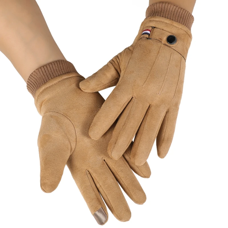 Youpin ฤดูหนาวหนังนิ่มผู้ชายถุงมืออุ่น Windproof ขับขี่ Mittens Touch หน้าจอหนา Cashmere ลื่นกลางแจ้งชายถุงมือ