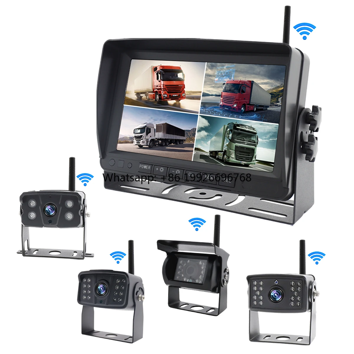 

Wireless Rear View Back up Camera Waterproof Truck Night Vision System 7" Monitor for Semi Truck Bus Trailer Lorry 50V