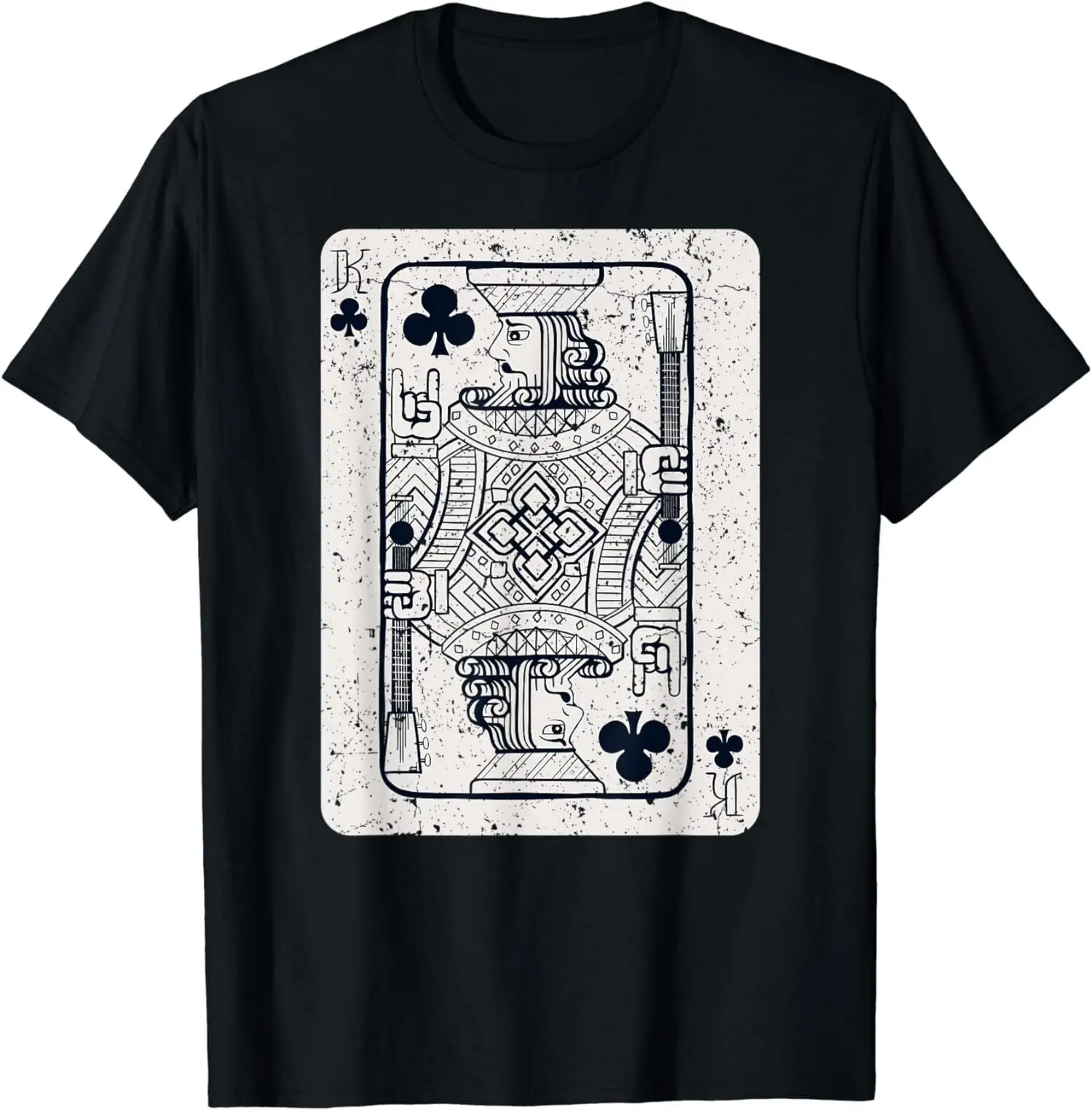 King of Clubs Rockers Guitar Playing Card T-Shirt S-3XL