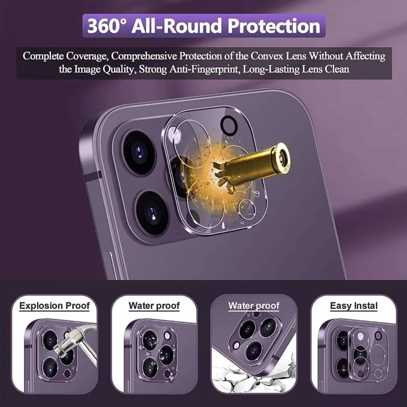 5Pcs Clear Protective Glass for iPhone 15 14 13 12 11 Pro XS Max Mini Camera Lens Protector for iPhone X 11pro Max 15 Pro Max