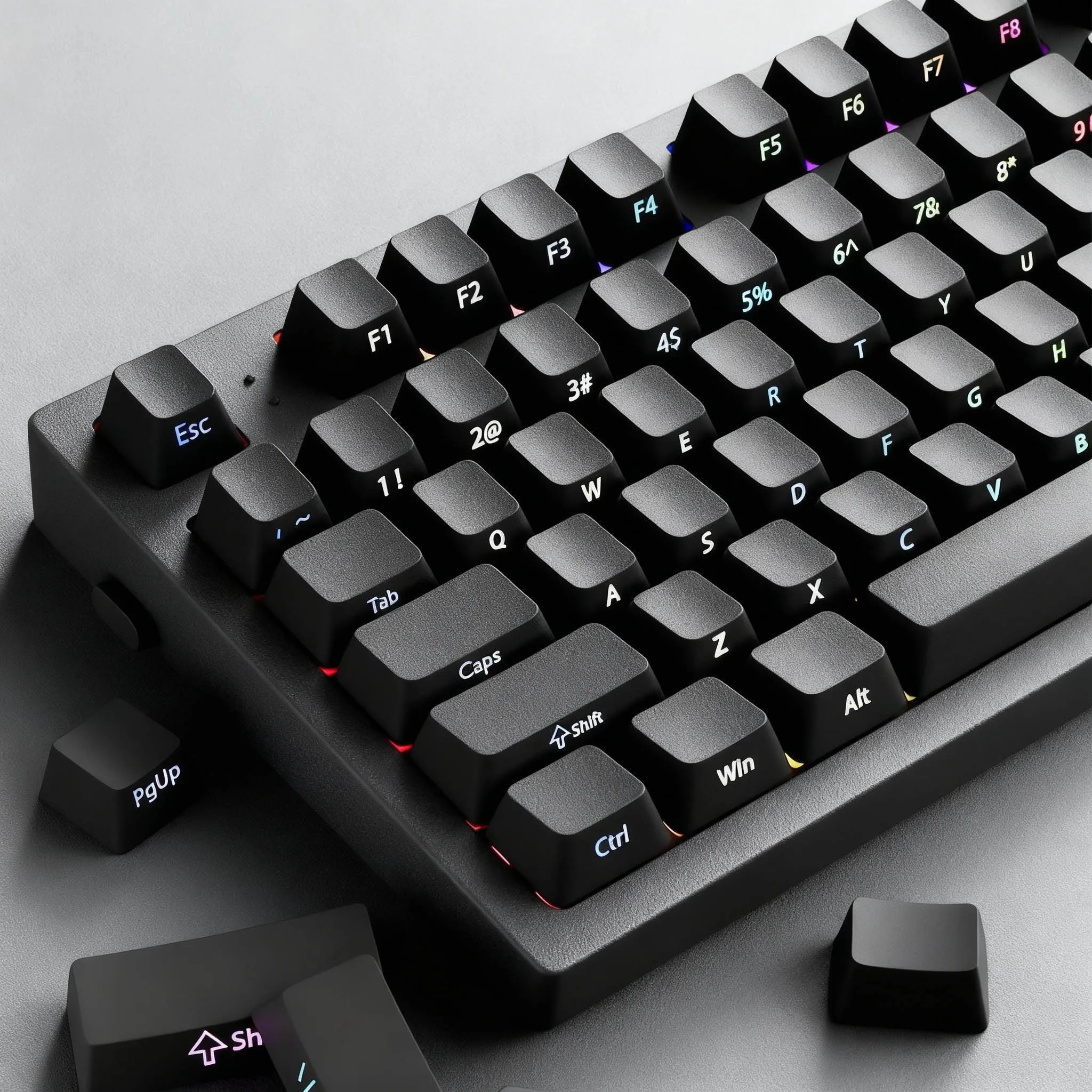 Black Side Print RGB Backlit PBT Keycaps 134 Keys Cherry Profile Double Shot Shine Through Keycaps for Cherry MX Switch Keyboard view 4