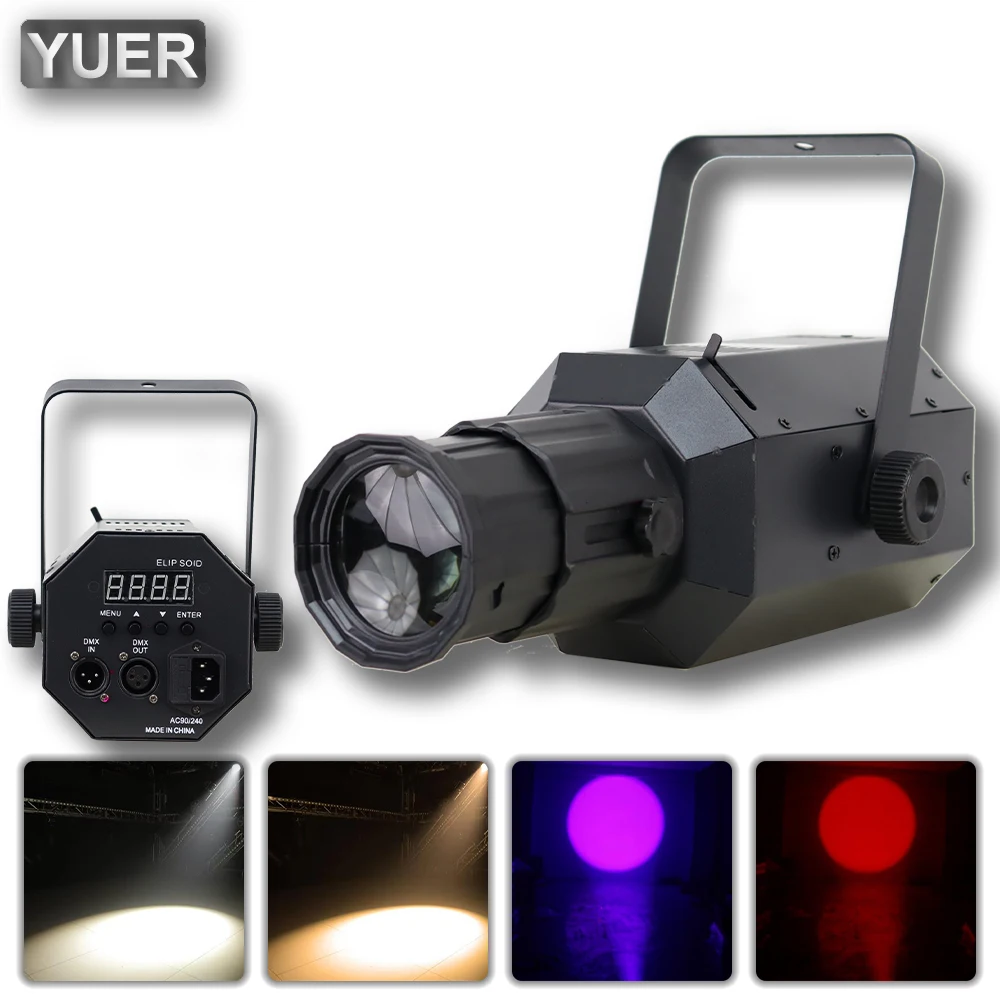 YUER Mini 30W 60W LED COB Zoom Profile Light Beam Cold White RGBW Spotlight DMX For DJ Disco Party Club Show Stage Effects Lamp