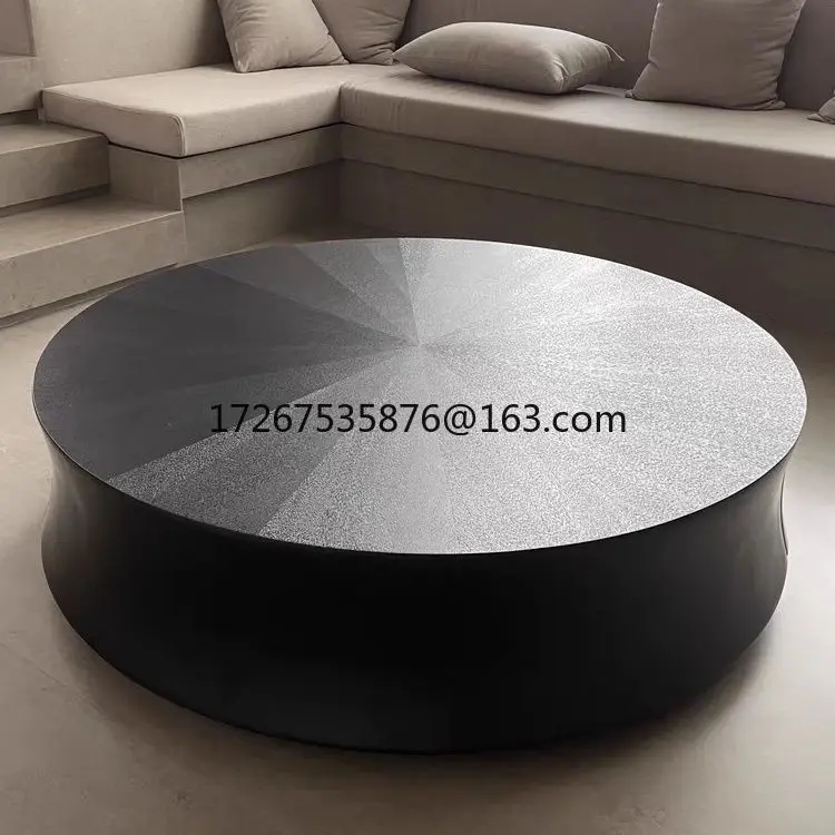 

New modern fiberglass wood grain black parquet coffee table small household simple household size combination coffee table