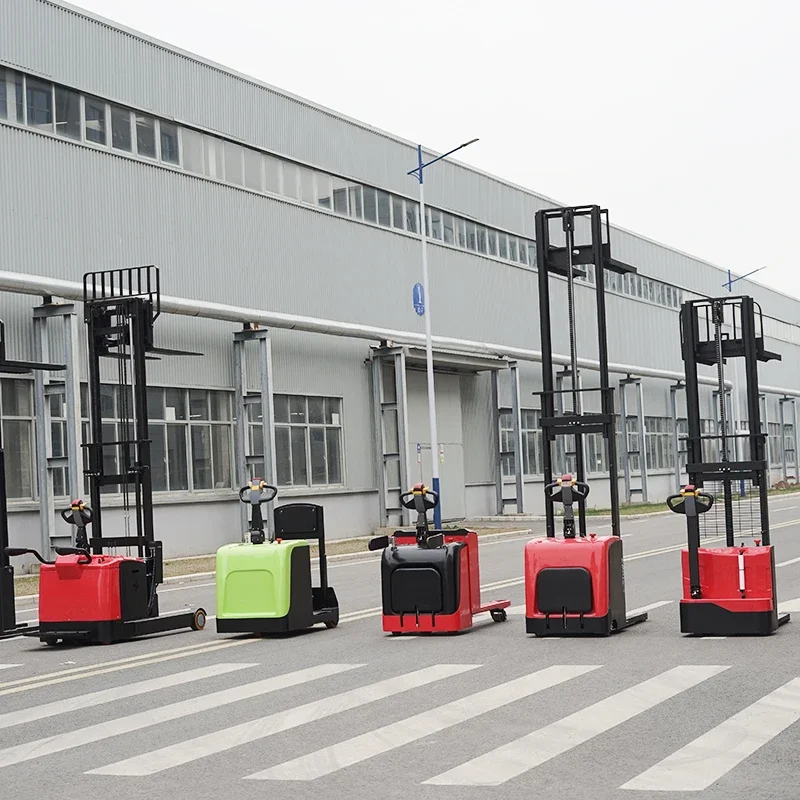 Electric Stacker 1.5T 2T Triplex Mast 4-5M Lift Lithium Battery Straddle Legs Warehouse Pallet Stacker Forklift