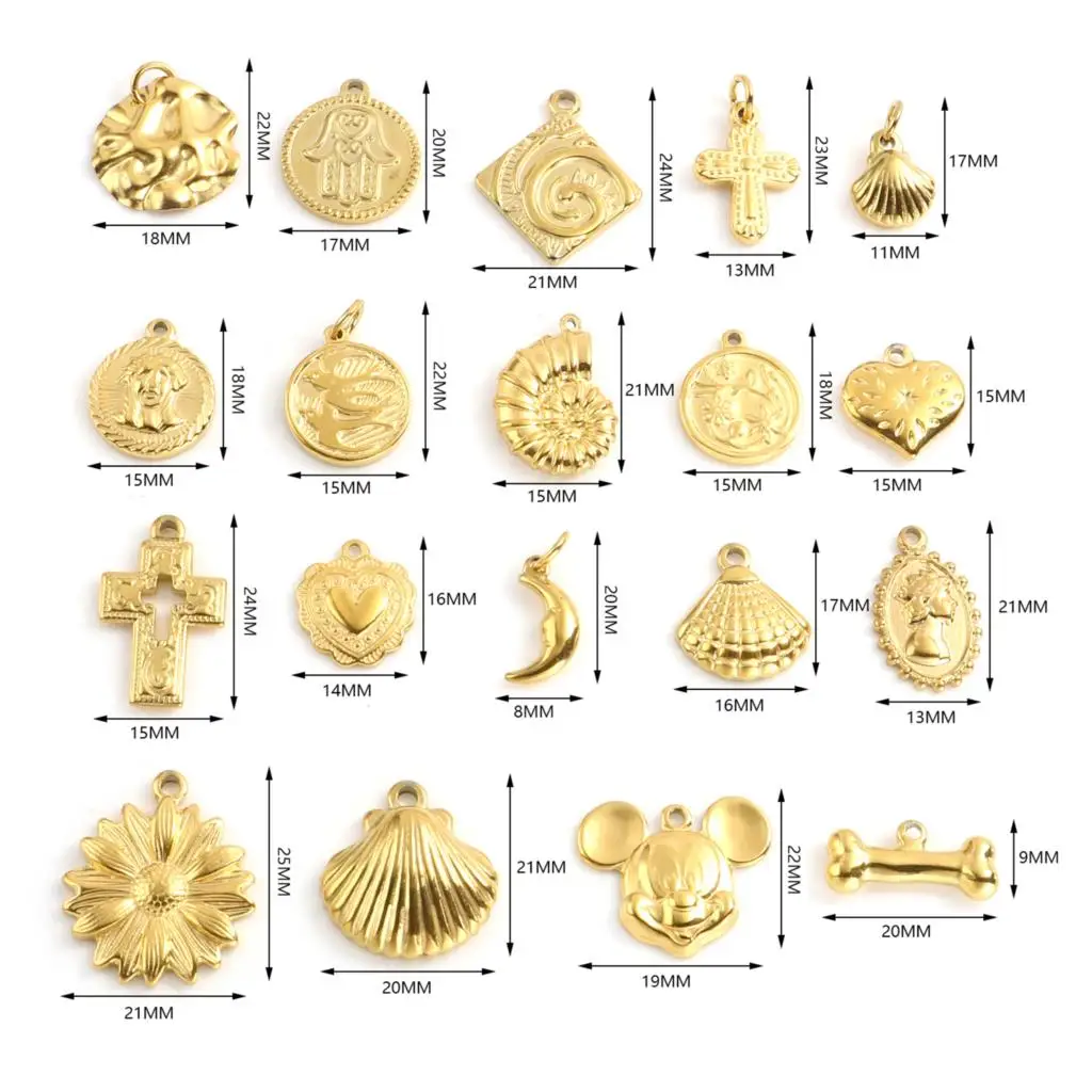 1 PC Exquisite Animal Scallop Charms Pendants Stainless Steel Charms Gold Color Flower Pendants For DIY Necklace Jewelry