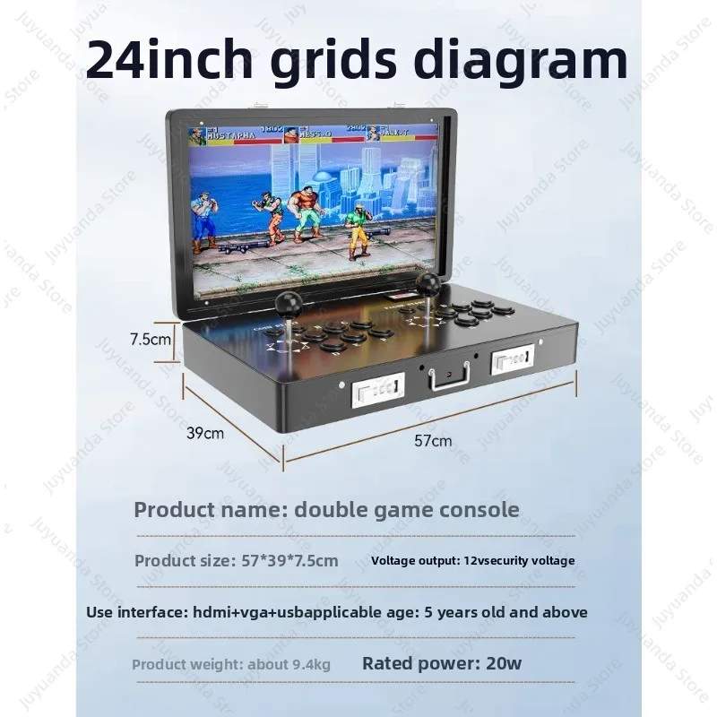 Portable Foldable Arcade Game Console with Screen Joystick TV Connection Home Fighting Dual Player Moonlight Wireless Esports