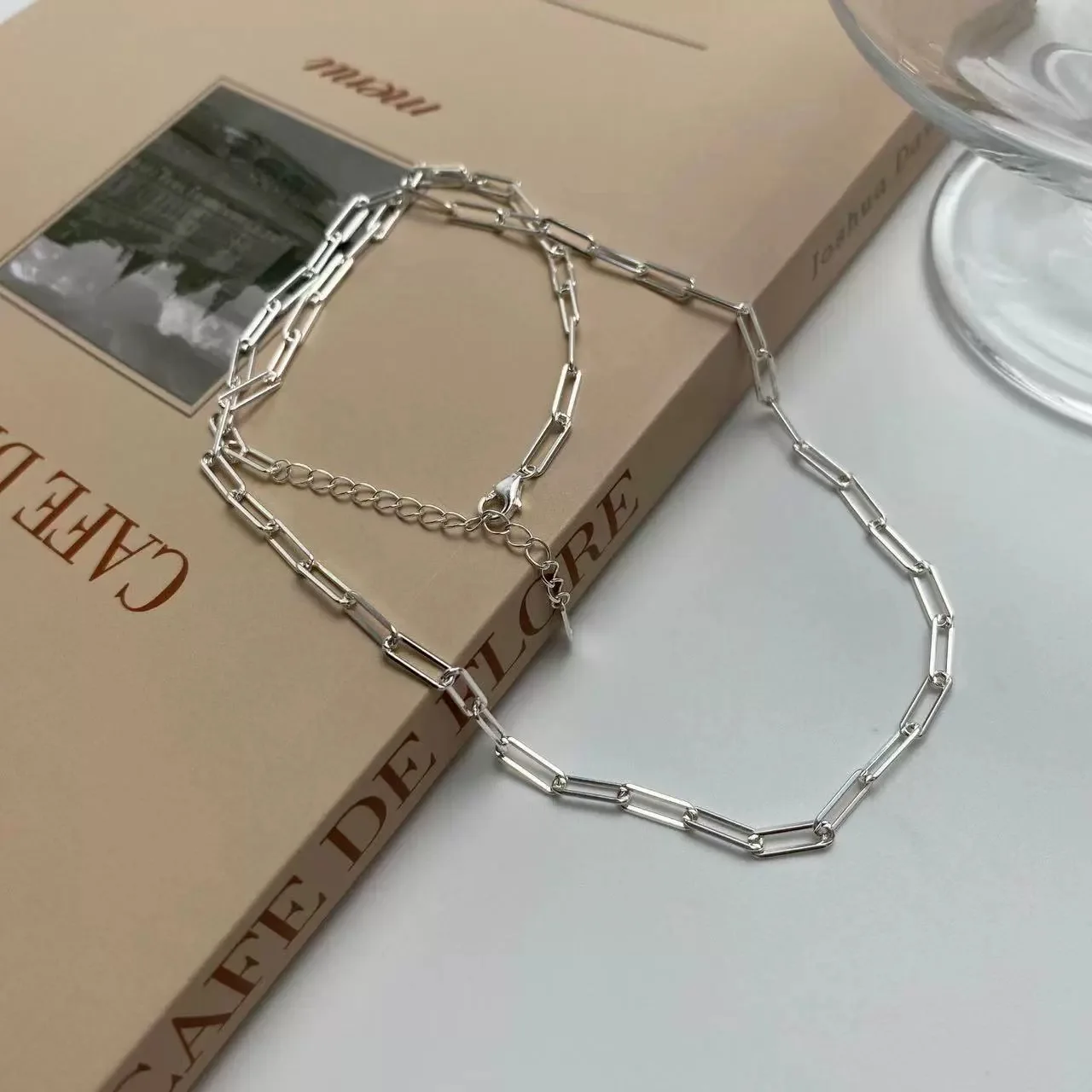 

Серебряное ожерелье в стиле панк, простая цепочка, геометрическое колье золотого цвета, штабелируемое для женщин и девочек, ювелирные изделия, подарок, дропшиппинг, оптовая продажа