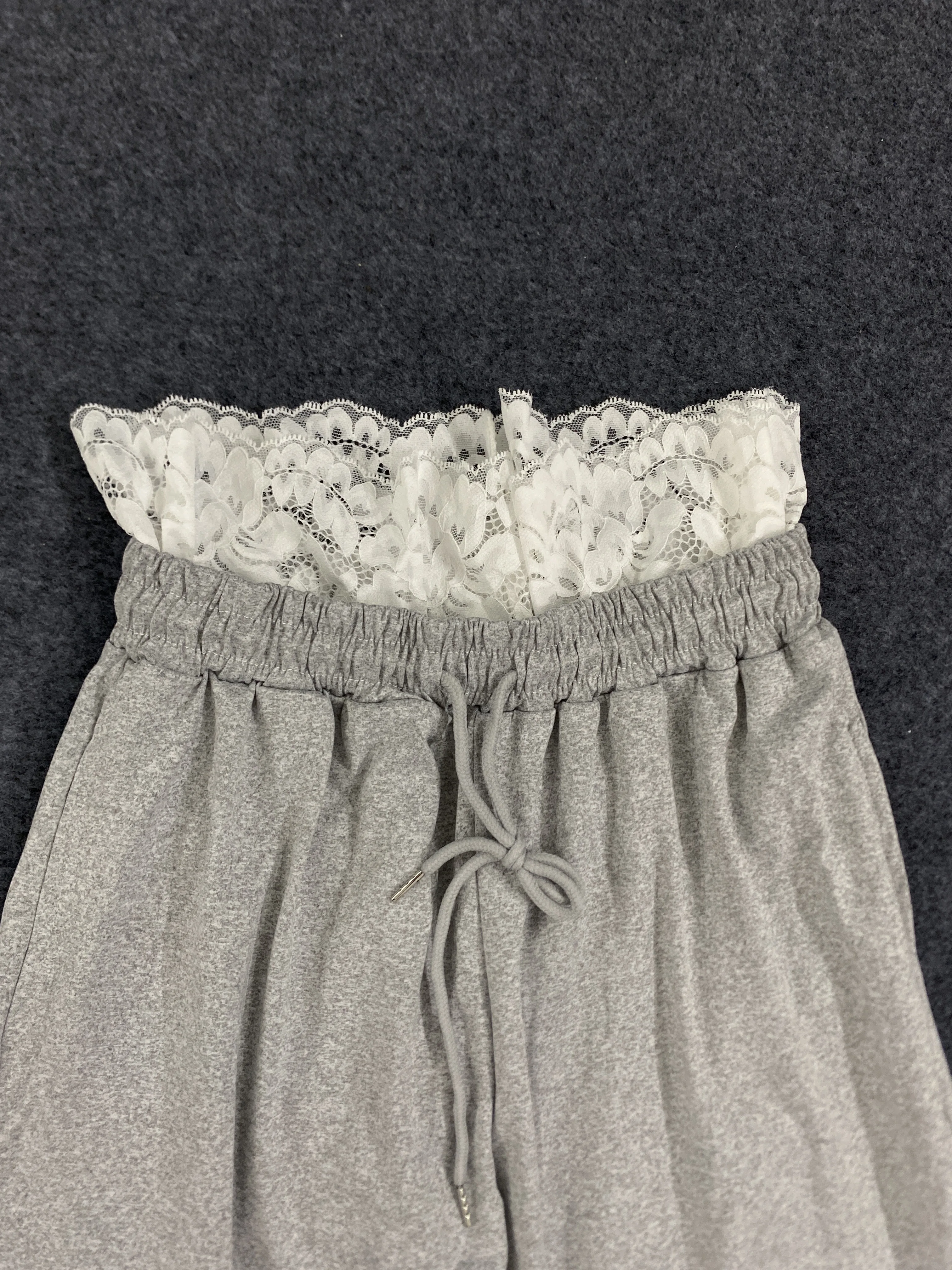 الخريف والشتاء جديد الكورية نمط Y2K السراويل النسائية أسود رمادي بسيط اليومية تنوعا الدانتيل حافة مثير ولكن أحادية #4