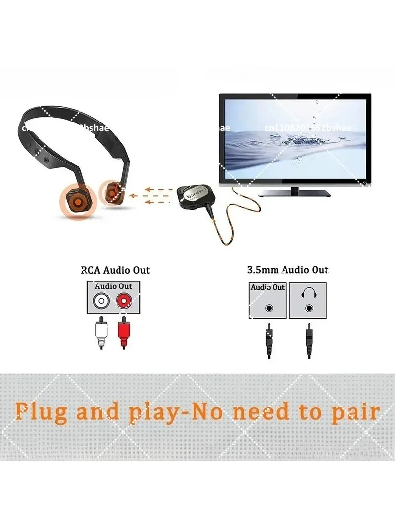 Wireless Bone Conduction Headphones for TV, Bluetooth 5.3 Earphones with Built-In Battery, Lightweight Sound Amplifier