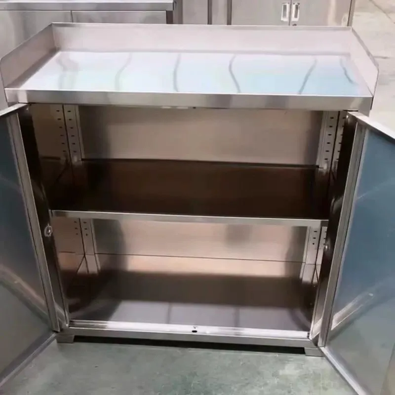 Stainless Steel Side Cabinet with Double Doors for Gas Tank Stove Kitchen Storage Shelf Tea Bucket Locker Organizer