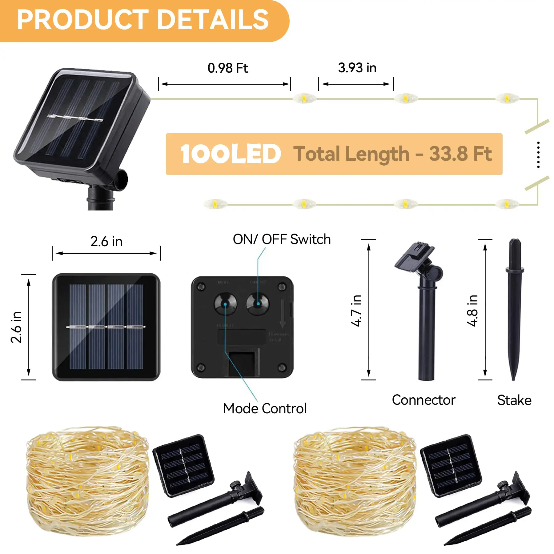 Solar Powered Outdoor Garland Decorative Festoon LED Fairy Light String for Wedding New Year Garland Christmas Lights Waterproof