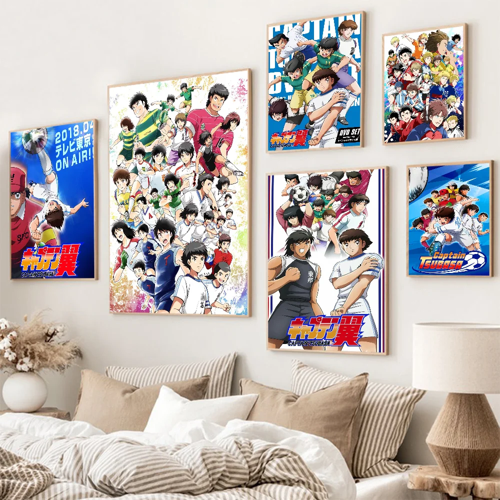 Japanese Anime Eanime Captain Tsubasa Self-adhesive Art Poster Waterproof Paper Sticker Coffee House Bar Posters Wall Stickers