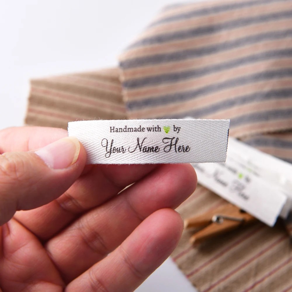 

Custom Cotton Twill Sewing Label 0.59″x2.36″ Eco-Friendly Fabric Tag for Clothes Quilts Knitting Crafts Personalized Logo