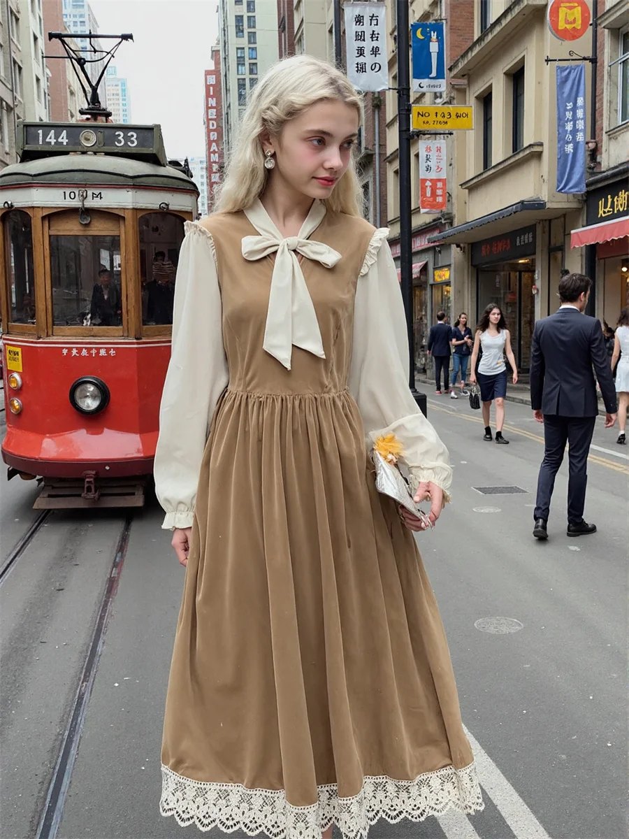 Women'S Black Dress Woman Long Sleeve Regular Fit Preppy Style Autumn Spring Pure Bodycon Red Straps Pearl Embroidery Column