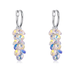 Crystals from Austria Drop Earrings Bohemian Tassel Rhinestone Piercing for Women Party Wedding Silver Color Jewelry