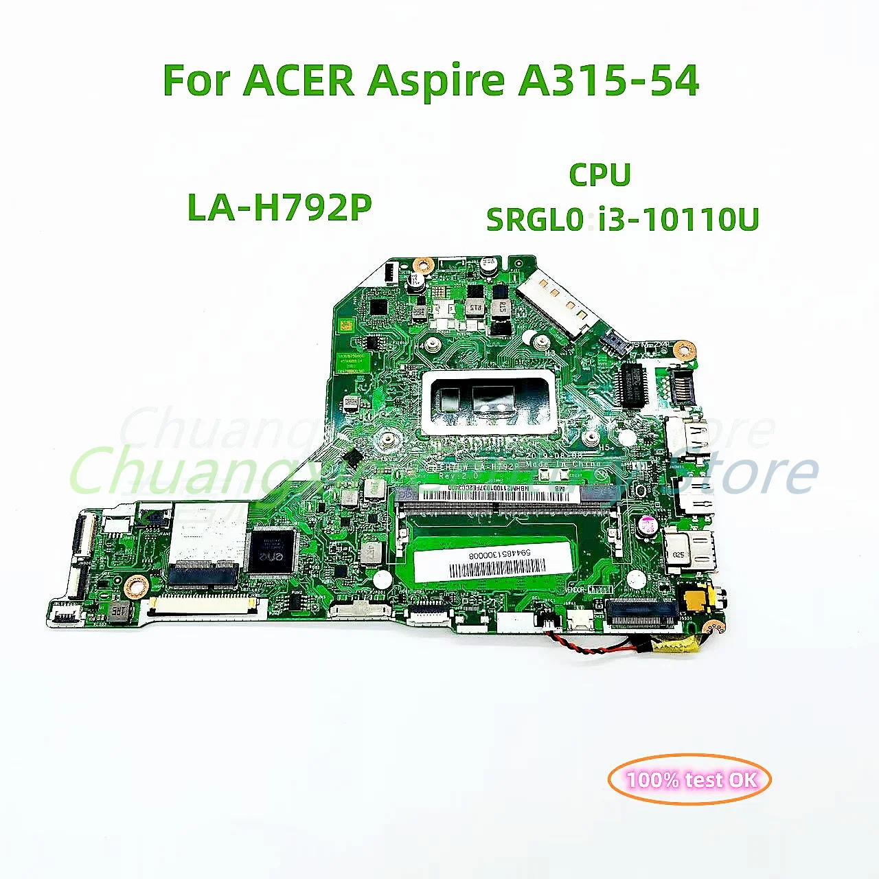 

Main board LA-H792P is applicable For ACER laptop A315-54 CPU: I3-8TH/10TH 100% test OK before shipment