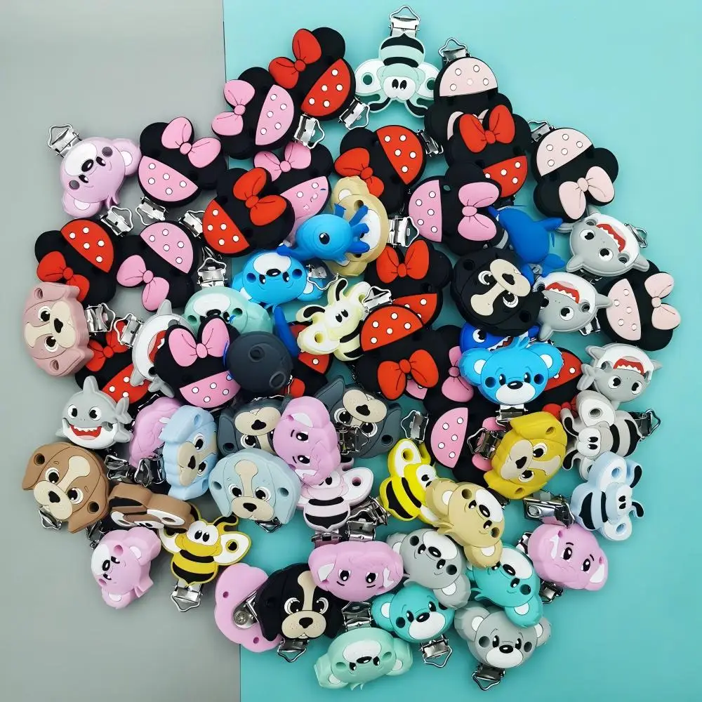 3pcs Silicone Clips Cartoon Animal Silicone Clips for Handmade DIY Pacifiers Jewelry Accessories Clothing Clips Creative Gifts