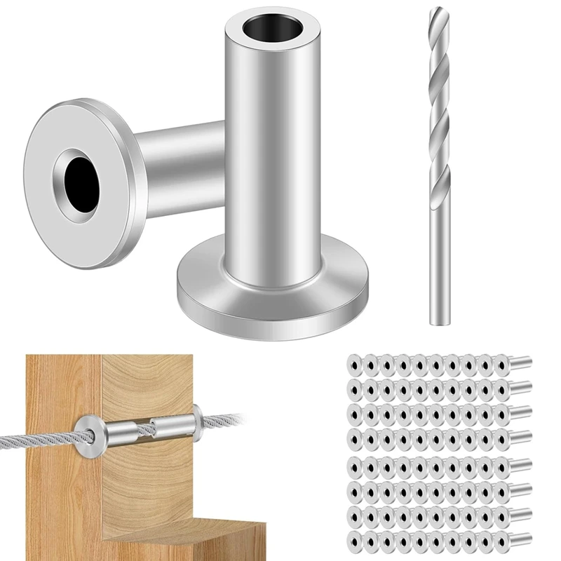 

80PCS Stainless Steel Protector Sleeves For 1/8In Wire Rope Cable Railing,T316 Marine Grade Protective For Wood Posts