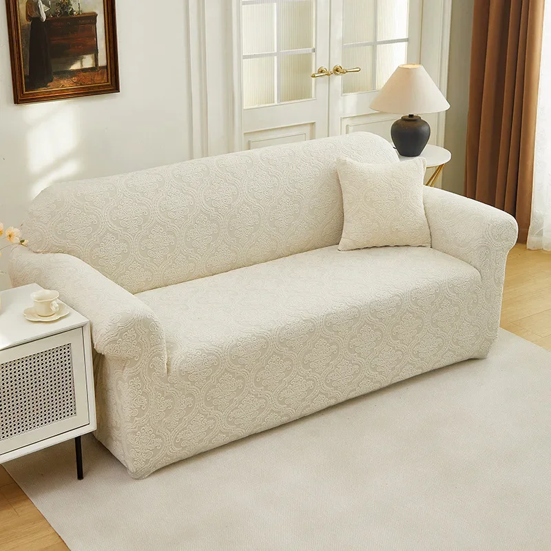 Stretch Sofa Slipcover Solid Color Sofa Couch Cover Soft Non-slip Dustproof Furniture Protector for Living Room Home Decor