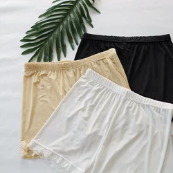 Boxer sem costura de seda gelada para meninas, roupas íntimas na moda, shorts magras, seda gelada, shorts de segurança, doce solto, antireflexo, sem costura, sono em casa