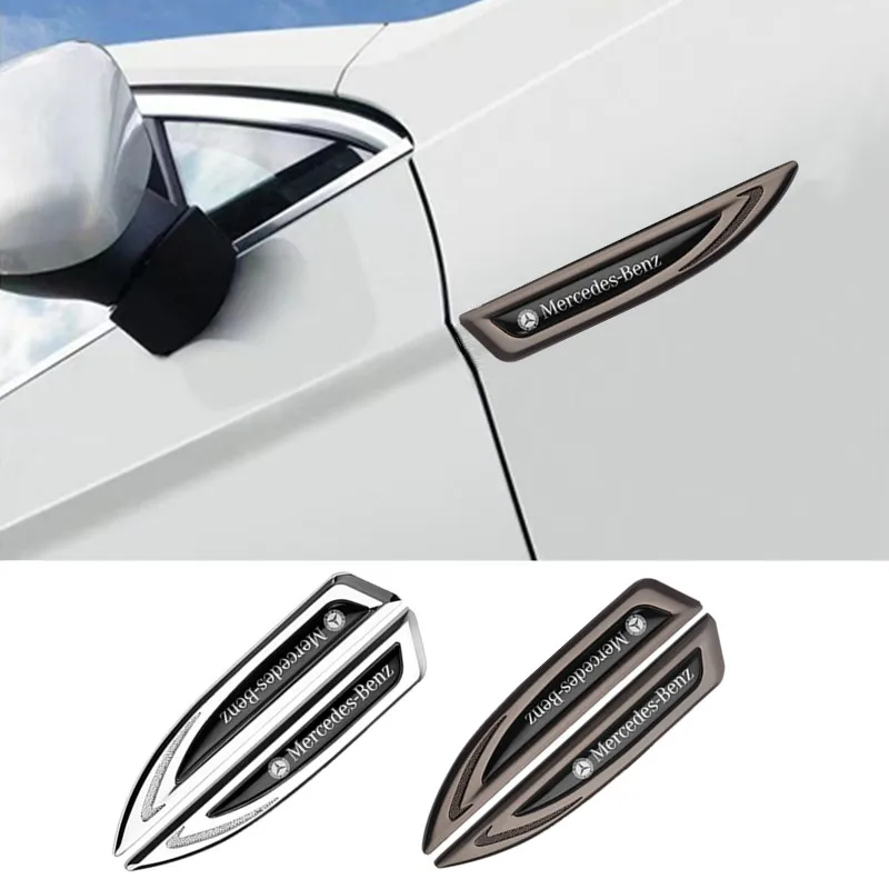 2PCS 3D Metal Styling Car Body Fender Emblem Sticker For Mercedes Benz B/C/E/S Class A Class C200L GLC GLK Accessories