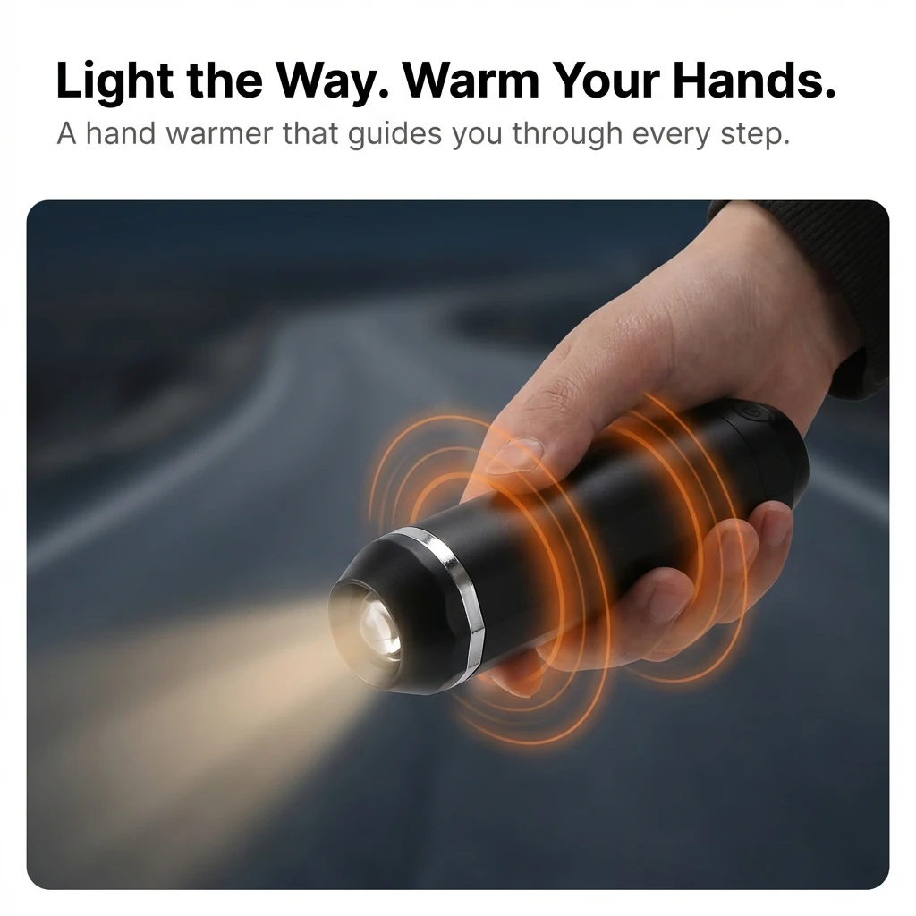 2 Pack Hand Warmers With Power Bank & Flashlight, Rechargeable 10000mAh Pocket Heater, 24Hrs 360° Heating Portable