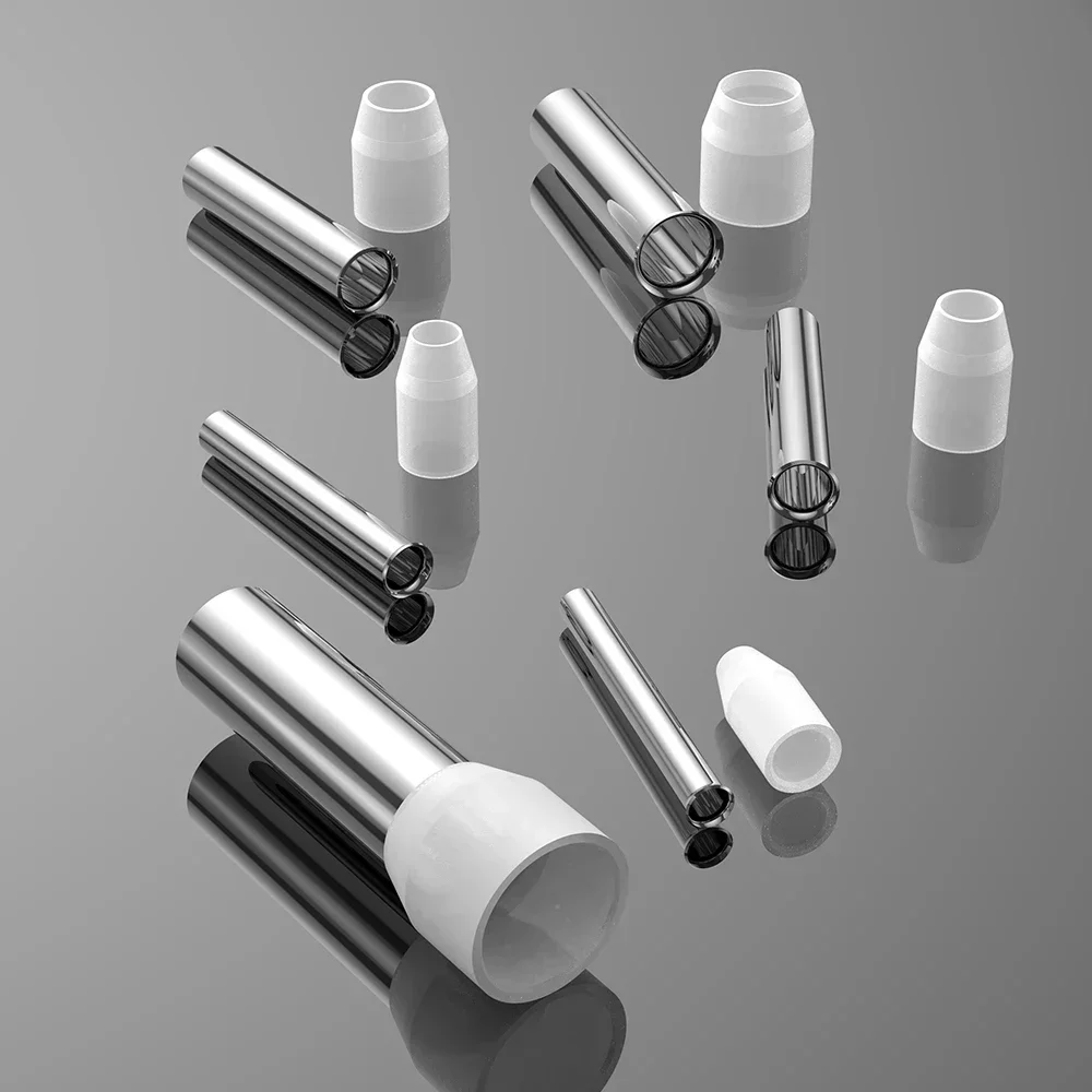 10PCS Viborg Audio Pure Copper Rhodium Plated Cable End Sleeves End Terminal Wire End Sleeves Crimp Terminals