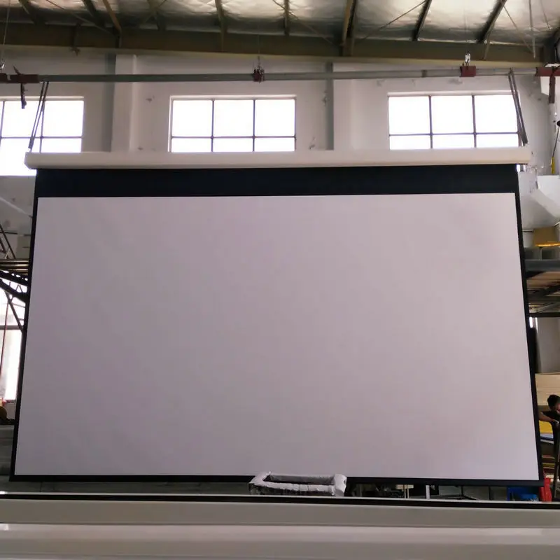 Projection Screen Electric Lift Theater Equipment High Quality Fiberglass PVC Material 60/72/84/92/100 Inch 16:9/4:3