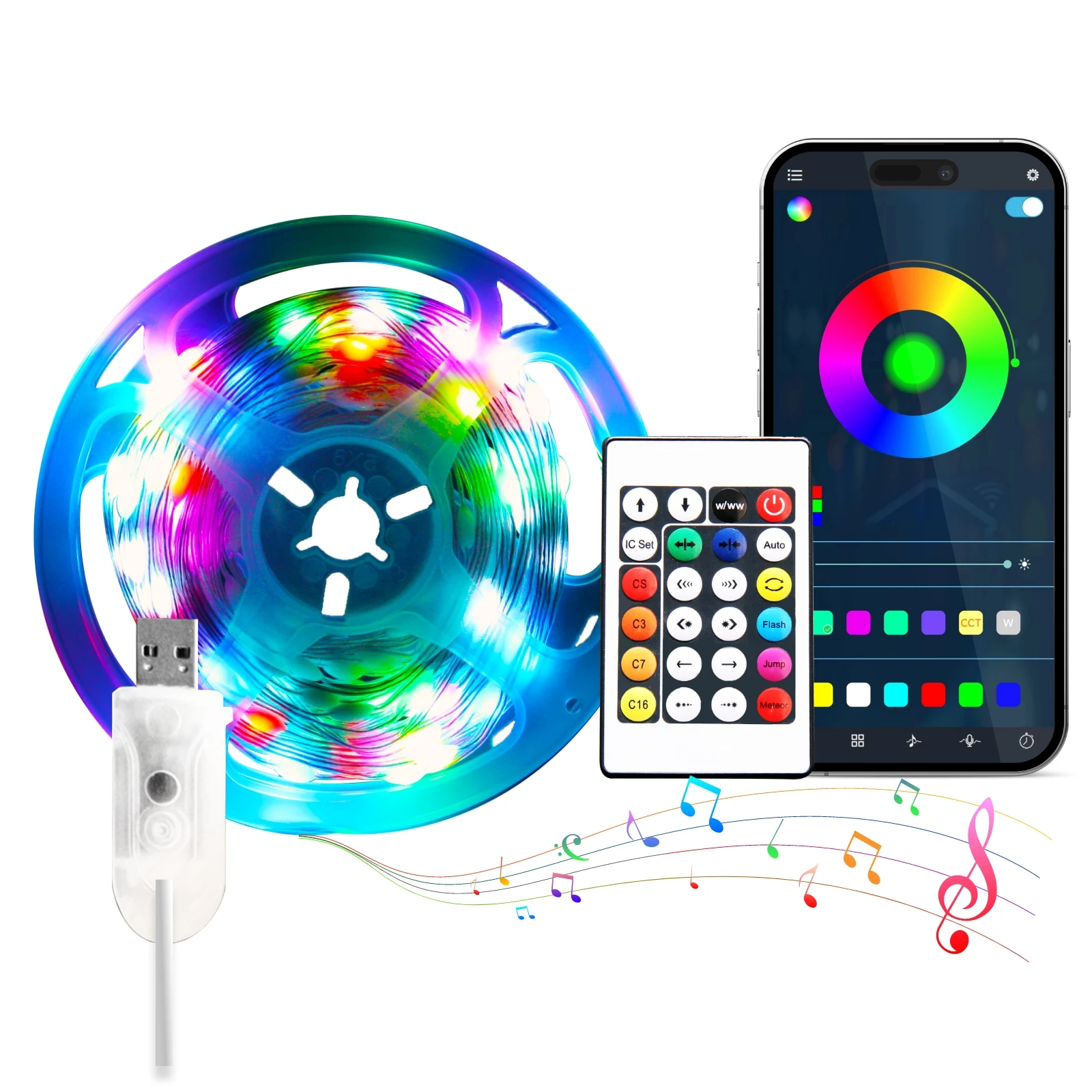 Smart String Lights with IR Remote Plug in RGB Color Changing Led Fairy Light USB Bluetooth APP Control for Halloween Christmas